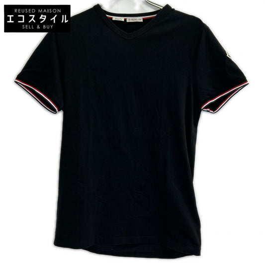 MONCLER 2019 Black Tricolor V-Neck T-Shirt Top