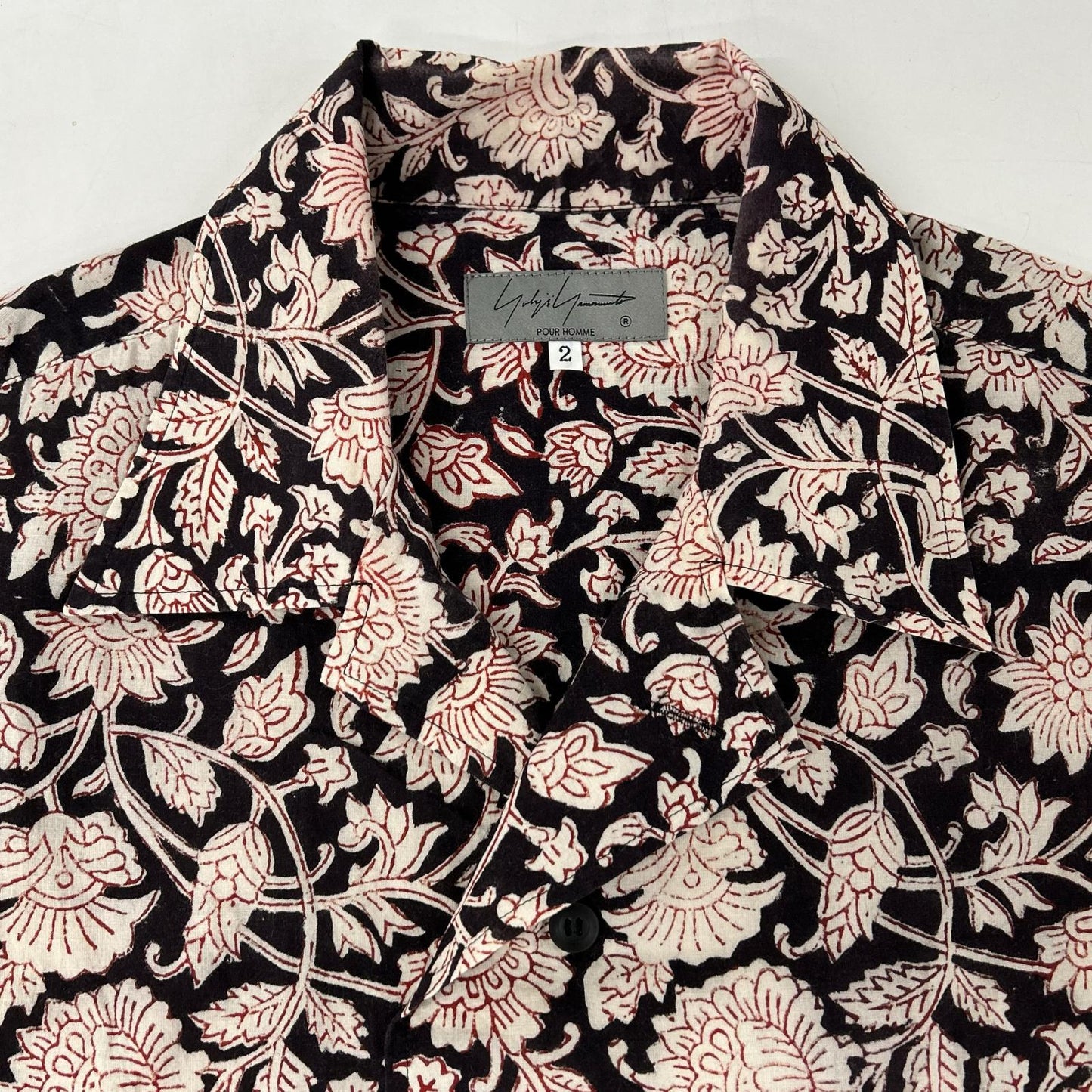 Yohji Yamamoto POUR HOMME ヨウジヤマモトプールオム HG-B67-020 22SS INDIA BLOCK PRINT OPEN COLLER SHIRT トップス