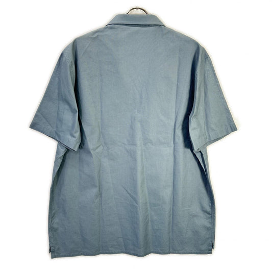 HERMES Hermes 41-5611 Blue 100% Cotton BD Open Collar Shirt Tops