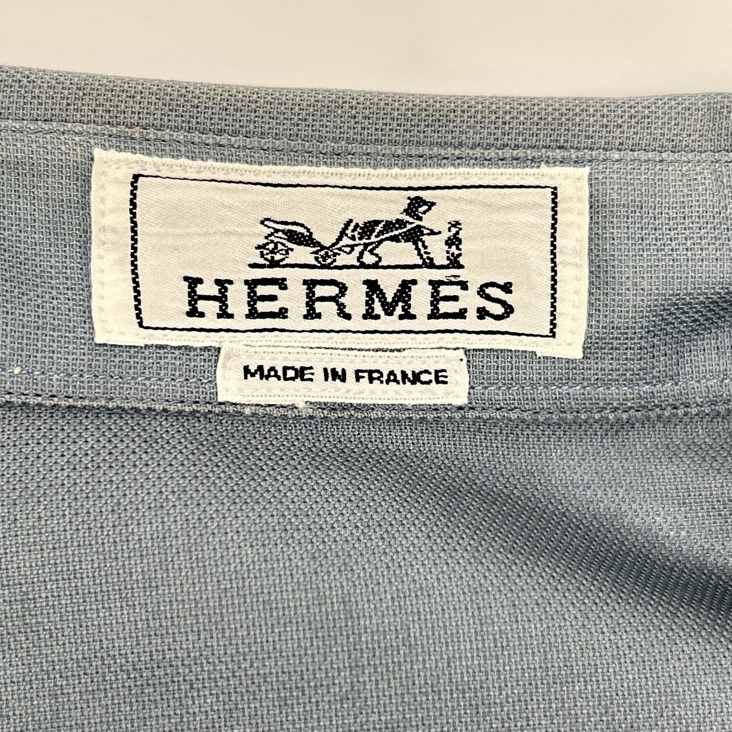 HERMES エルメス 41-5611 ブルー コットン100% BD 開襟シャツ トップス