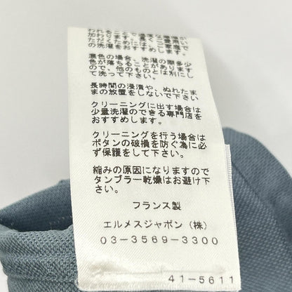 HERMES エルメス 41-5611 ブルー コットン100% BD 開襟シャツ トップス