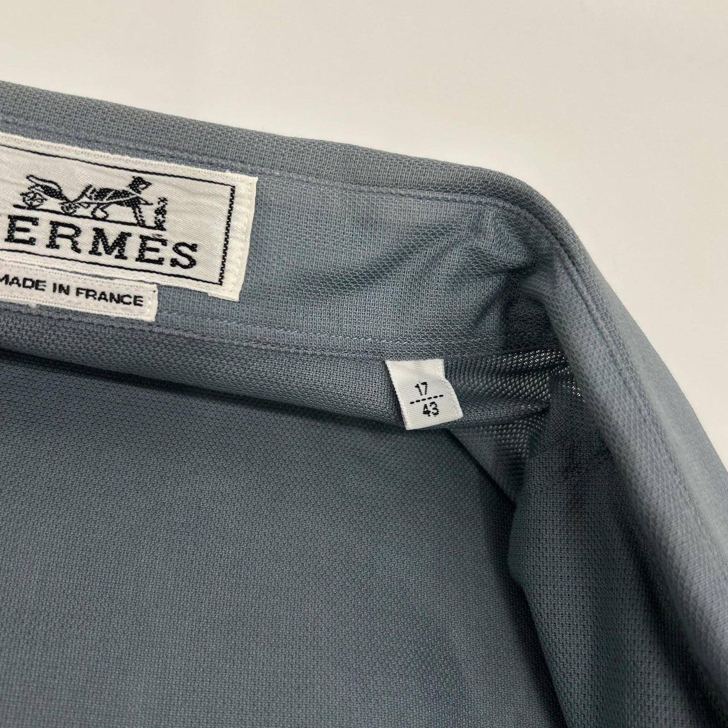 HERMES エルメス 41-5611 ブルー コットン100% BD 開襟シャツ トップス