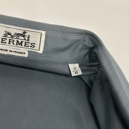 HERMES エルメス 41-5611 ブルー コットン100% BD 開襟シャツ トップス