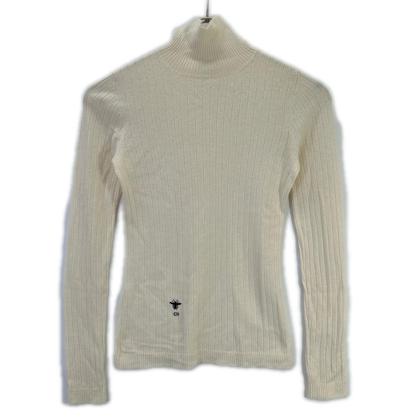 Christian Dior Ivory BEE-embroidered turtleneck knit Top