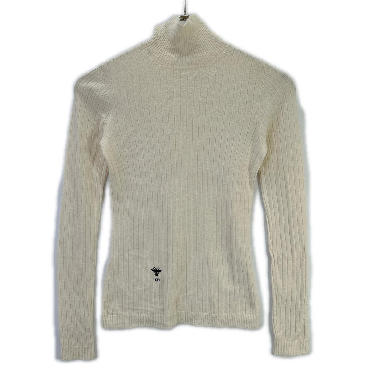 Christian Dior Ivory BEE-embroidered turtleneck knit Top