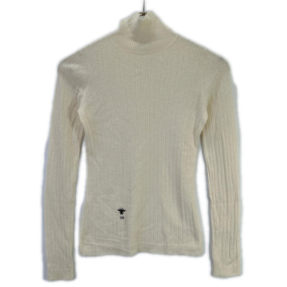Christian Dior Ivory BEE-embroidered turtleneck knit Top