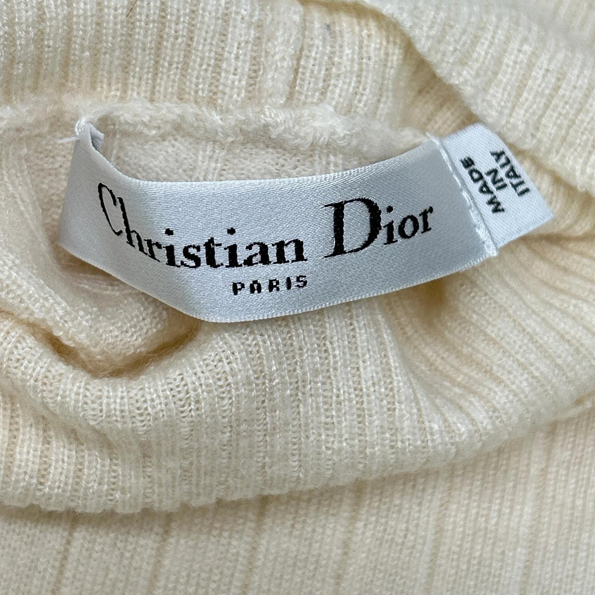 Christian Dior Ivory BEE-embroidered turtleneck knit Top