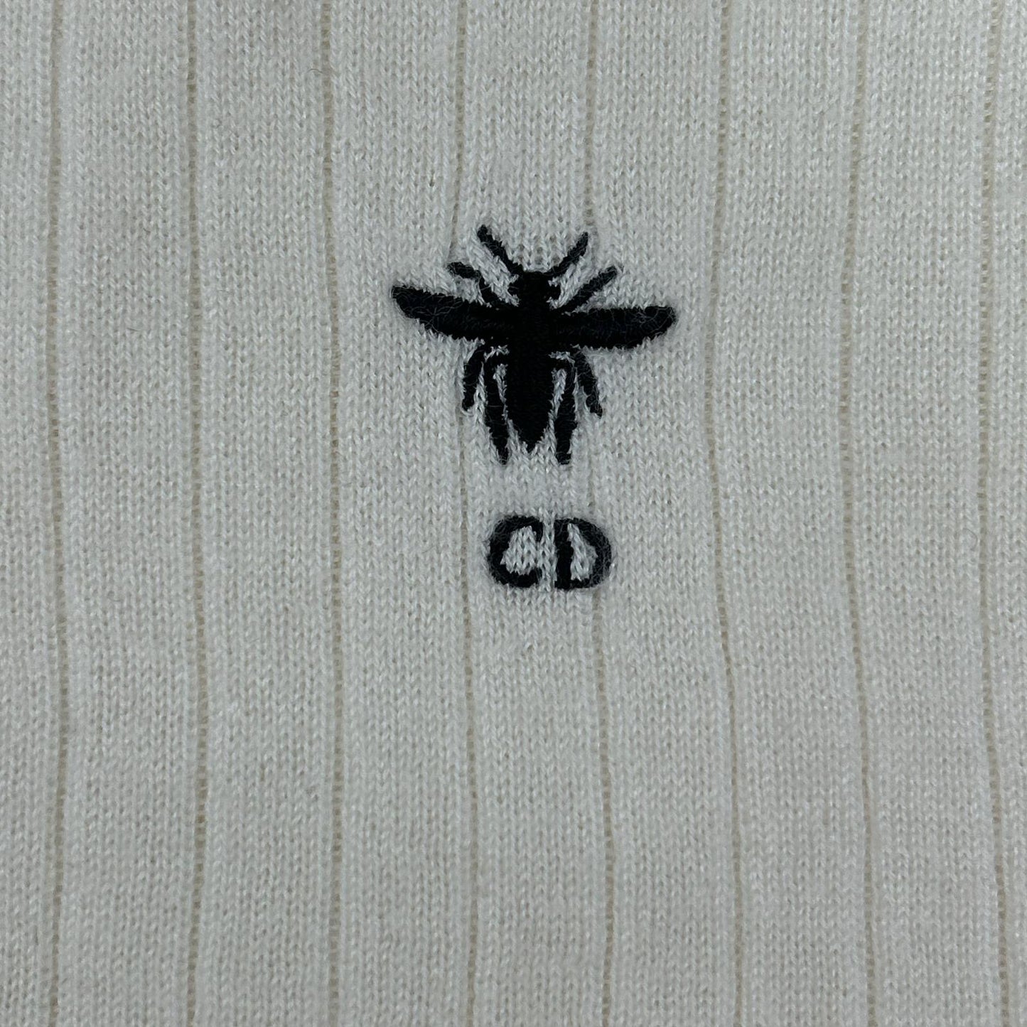 Christian Dior クリスチャンディオール アイボリー BEE刺繍 タートルネック ニット トップス