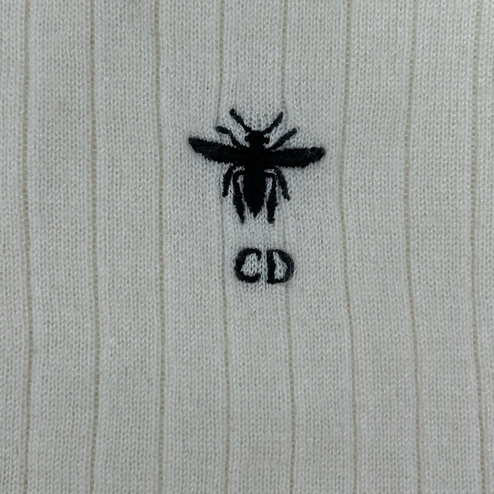 Christian Dior クリスチャンディオール アイボリー BEE刺繍 タートルネック ニット トップス
