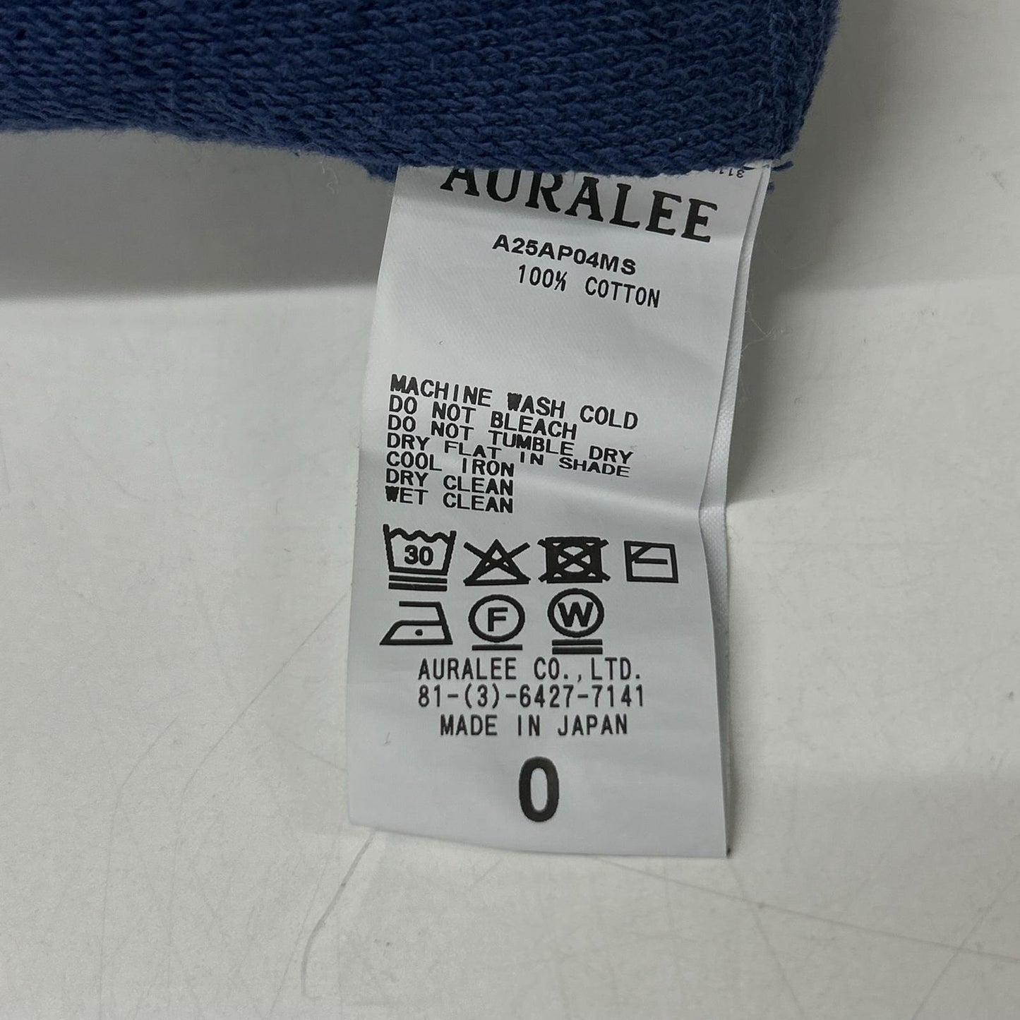 AURALEE オーラリー A25AP04MS 25AW 海军蓝 PRODUCT DYED PIMA LIGHT SWEAT 上衣