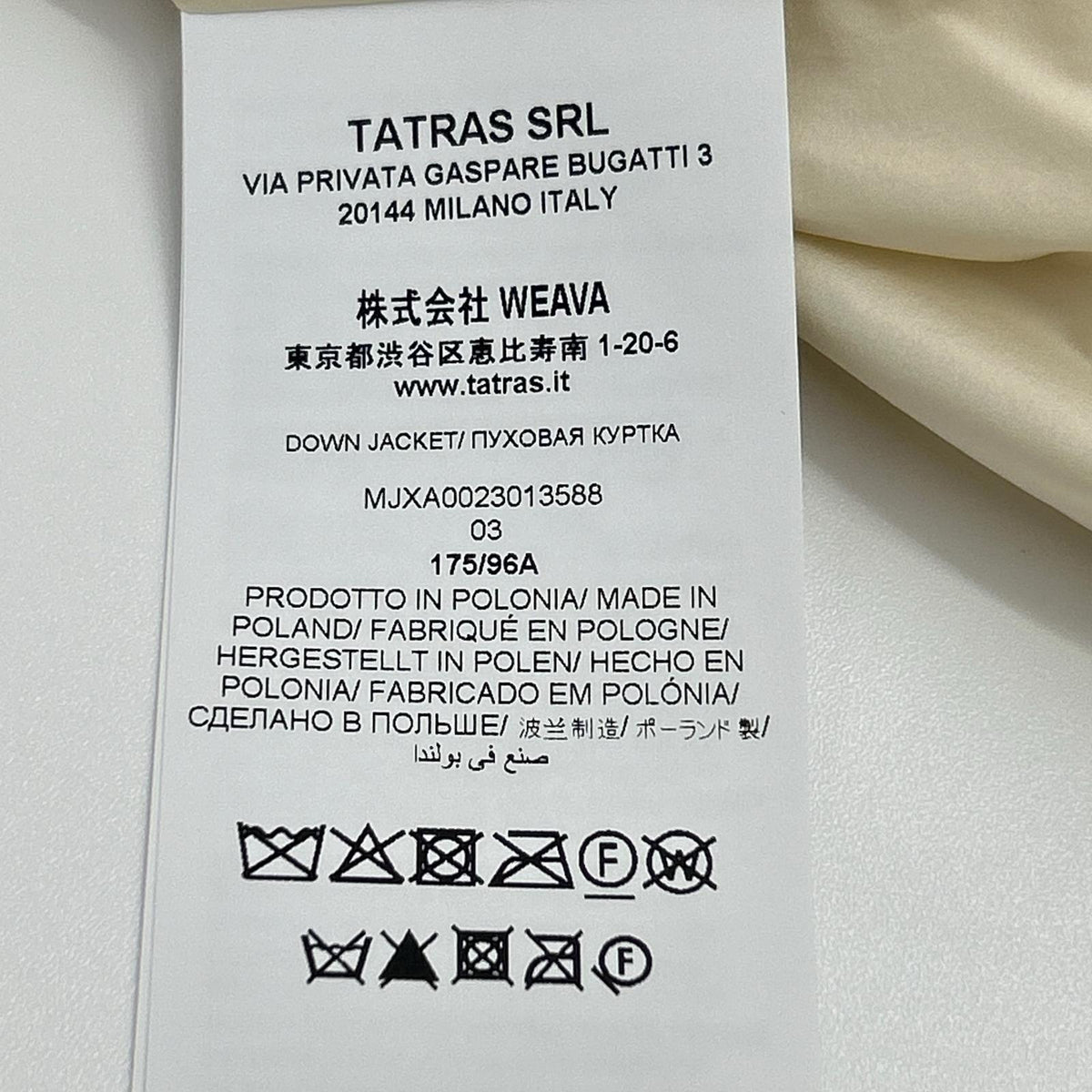 TATRAS タトラス 23AW MJXA0023013588 White TARO タロ Down Jacket Jacket