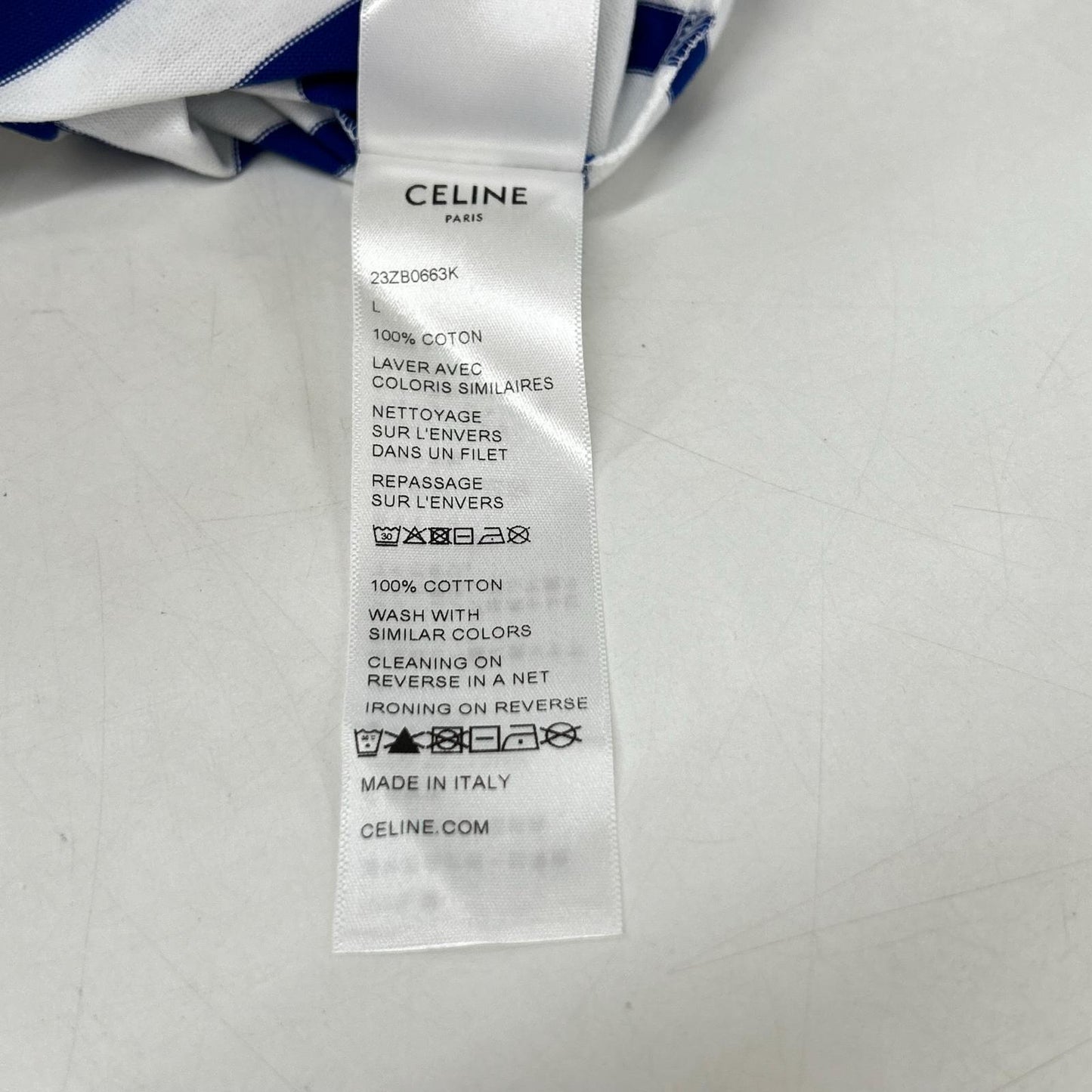 CELINE セリーヌ 【新品同様/国内正規】23ZB0663K ボーダーｘロゴ 長袖カットソー トップス