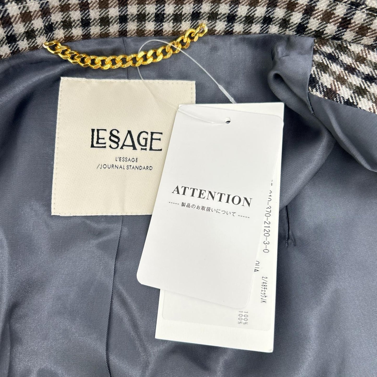 JOURNAL STANDARD L'ESSAGE ジャーナルスタンダード レサージュ 25-010-370-2120-3-0 チェック柄 2/48チェックジャケット ジャケット