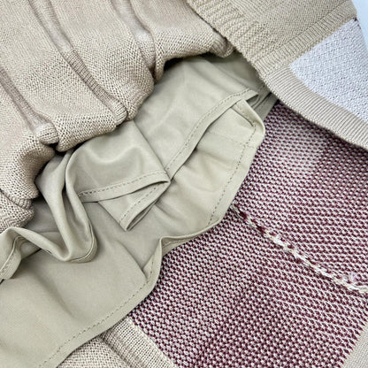 Brown Wool Mock Neck Knit / Skirt Set-up 38 Women's