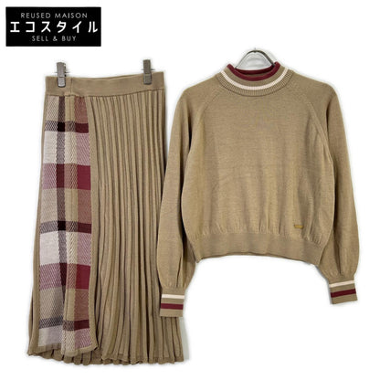 Brown Wool Mock Neck Knit / Skirt Set-up 38 Women's