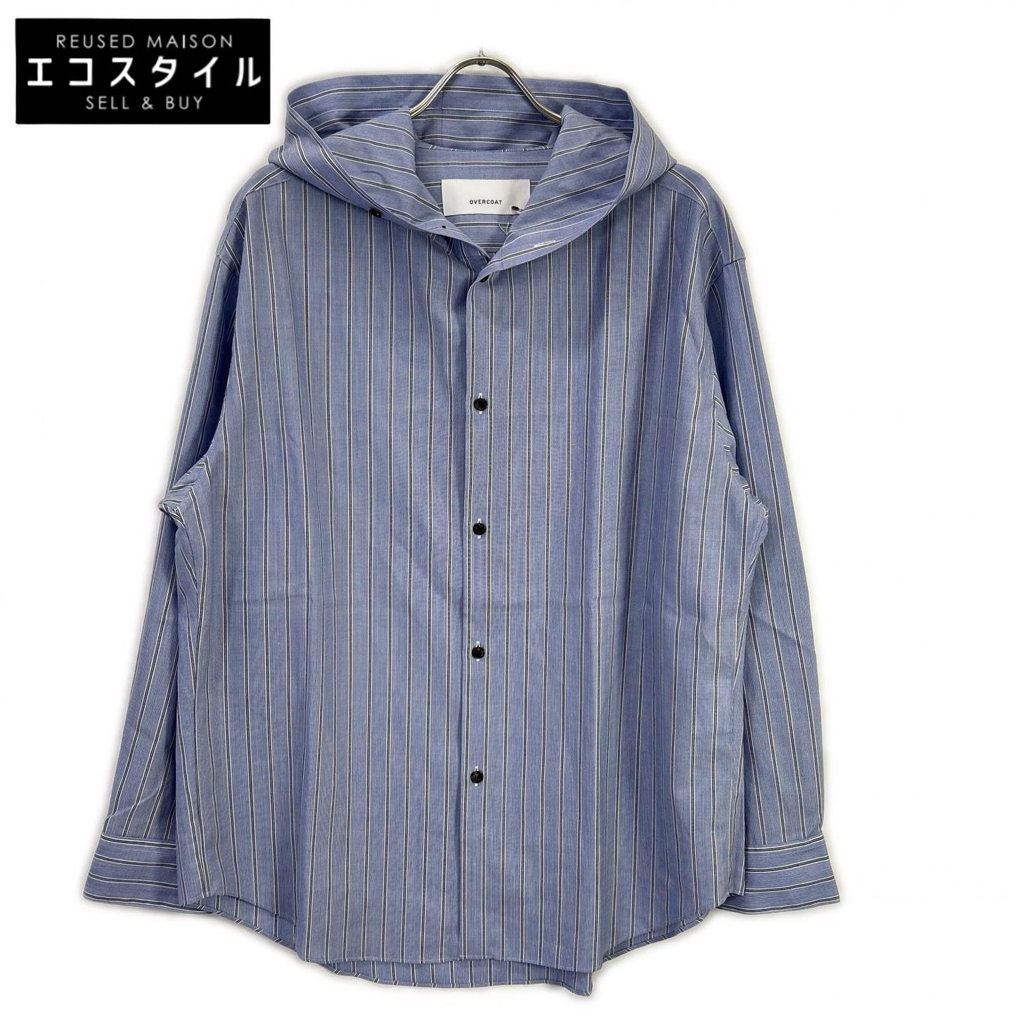 OVERCOAT オーバーコート hooded wool shirt in blue stripe S26T011-NKST トップス