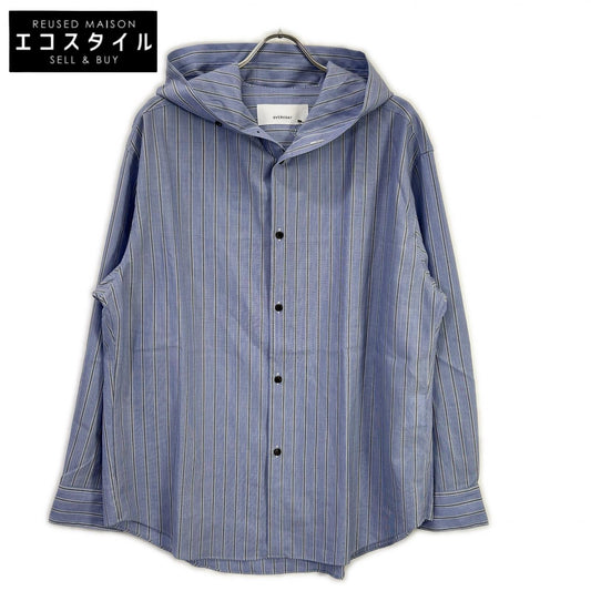 OVERCOAT Overcoat hooded wool shirt in blue stripe S26T011-NKST top