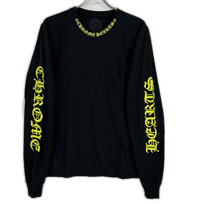 Chrome Hearts クロムハーツ ブラック イエローネックロゴ L/S Tシャツ トップス