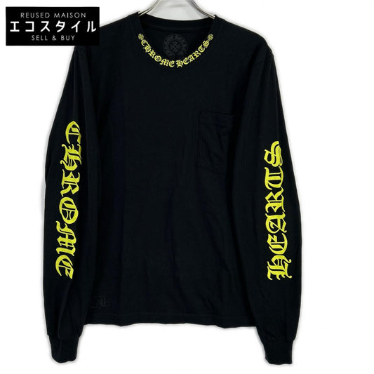 Chrome hearts クロムハーツ ブラック イエローネックロゴ L/S Tシャツ トップス