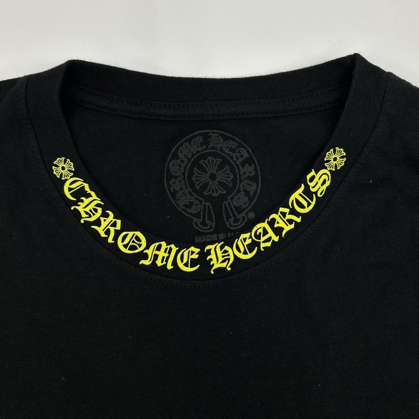 Chrome Hearts クロムハーツ ブラック イエローネックロゴ L/S Tシャツ トップス