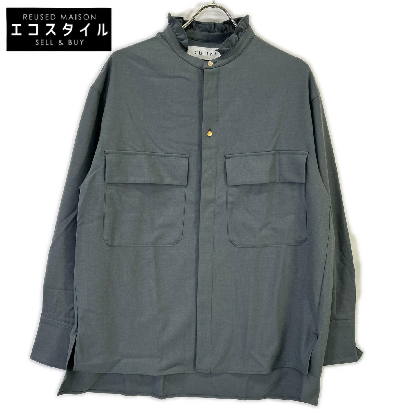 CULLNI クルニ 21-AW-028 グレー フリルミリタリーシャツ トップス