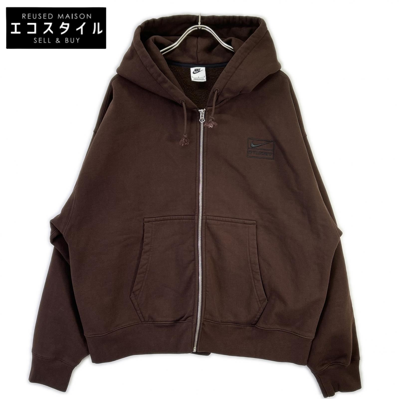 NIKE ナイキ ×Stussy FJ9175-261 ブラウン Stone Washed Fleece Zip Hoodie Dark Cinder トップス