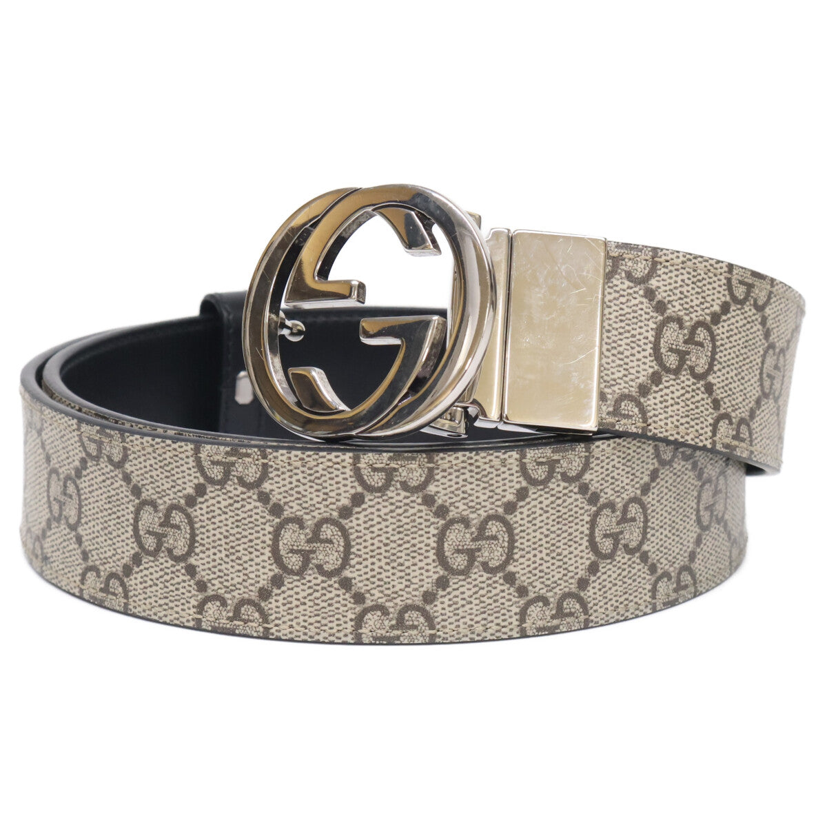 GUCCI グッチ 473030 KGDHN インターロッキングG バックル付き リバーシブル レザー ベルト