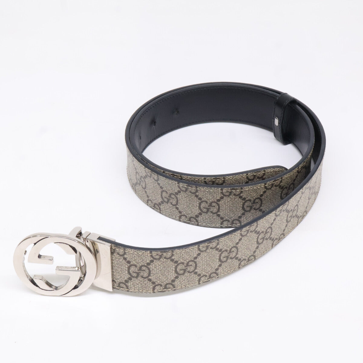 GUCCI グッチ 473030 KGDHN インターロッキングG バックル付き リバーシブル レザー ベルト