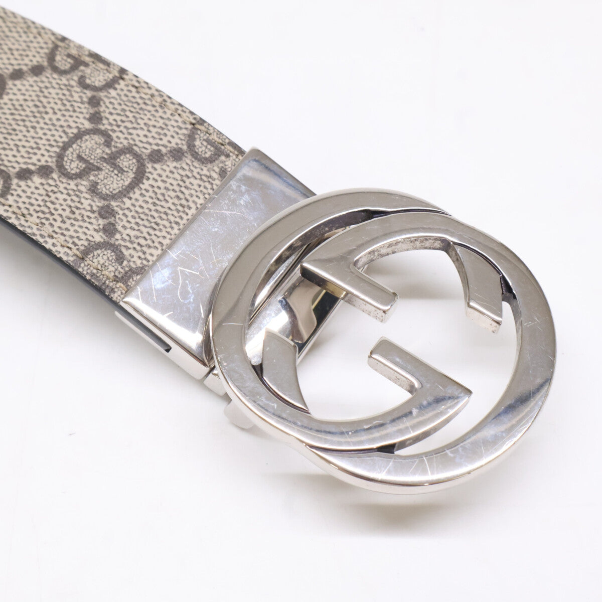 GUCCI グッチ 473030 KGDHN インターロッキングG バックル付き リバーシブル レザー ベルト