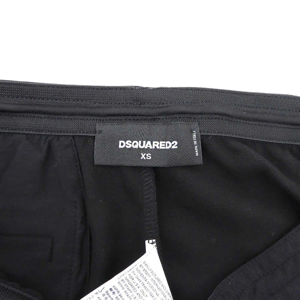 DSQUARED2 ディースクエアード 美品 ウエストゴム リブパンツ ボトムス メンズ 黒 ブラック XS S74KA0767 ボトムス