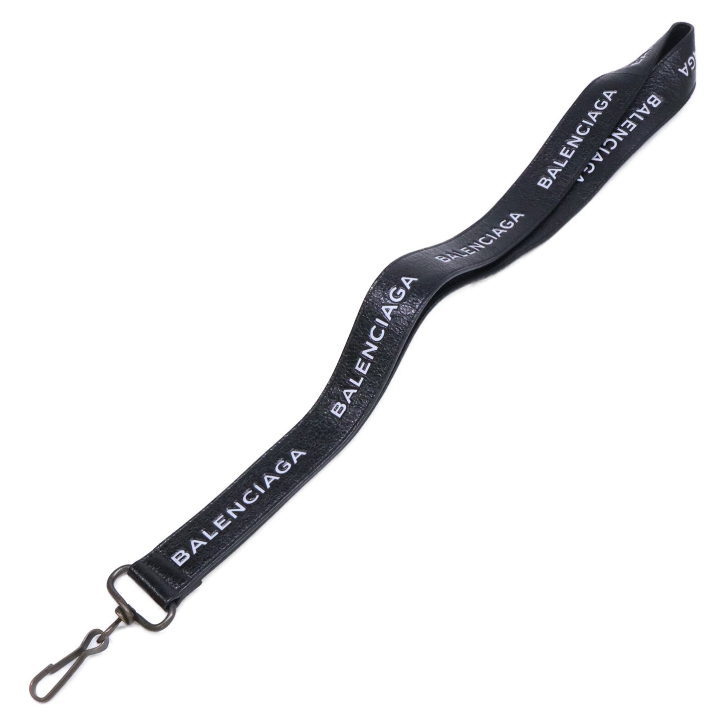 BALENCIAGA バレンシアガ 499950 DB50T LOGO KEYRING ロゴ レザーランヤード ストラップ キーリング