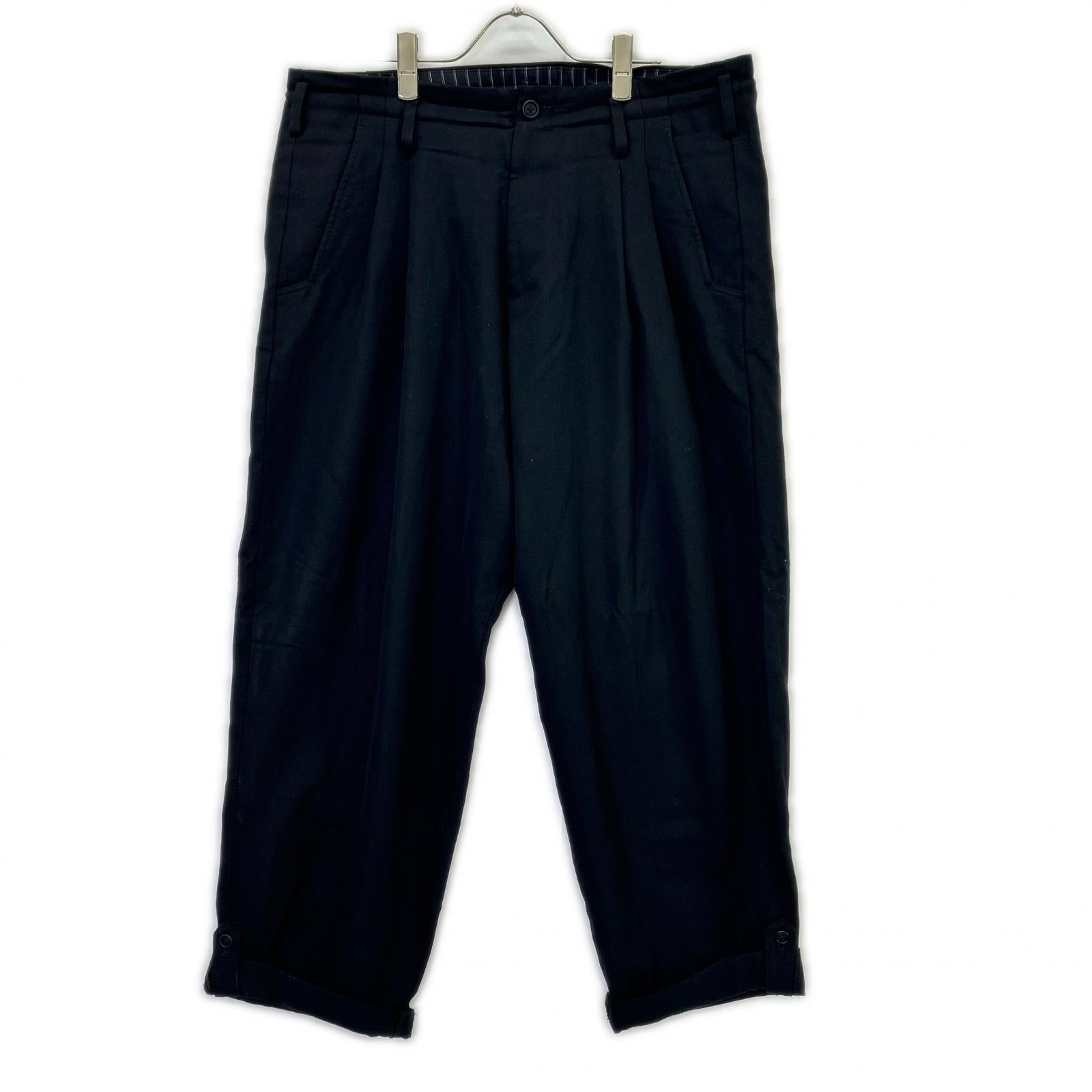 Yohji Yamamoto POUR HOMME HO-P71-534 Black 2-Tuck Tapered Slacks Bottoms