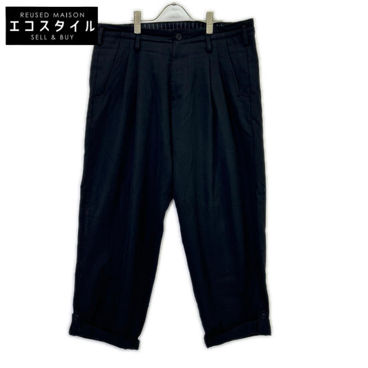 Yohji Yamamoto POUR HOMME HO-P71-534 Black 2-Tuck Tapered Slacks Bottoms