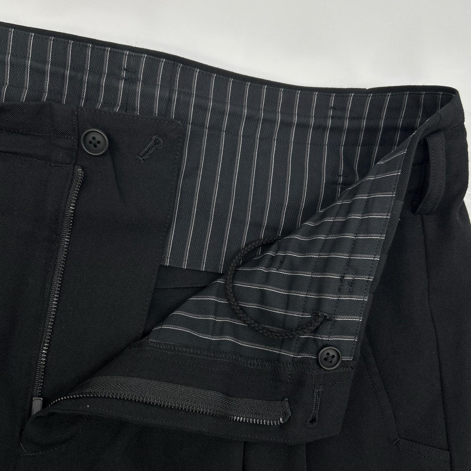 Yohji Yamamoto POUR HOMME HO-P71-534 Black 2-Tuck Tapered Slacks Bottoms