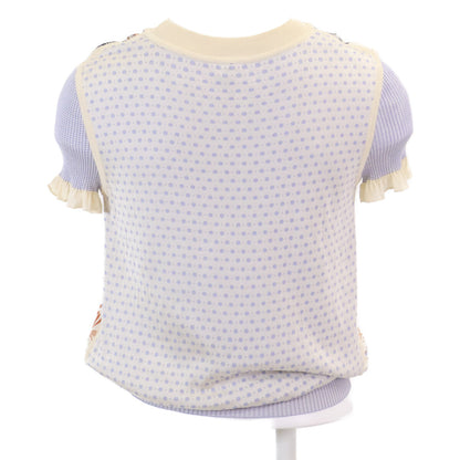 HERMES 【Domestic/2025 Model】5E2821DS Twillaine Cheetah and Palm Tree Silk Short Sleeve Sweater Top