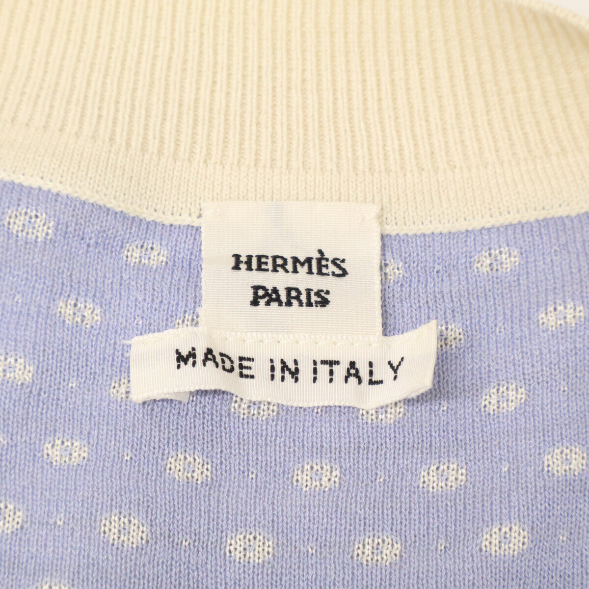 HERMES 【Domestic/2025 Model】5E2821DS Twillaine Cheetah and Palm Tree Silk Short Sleeve Sweater Top