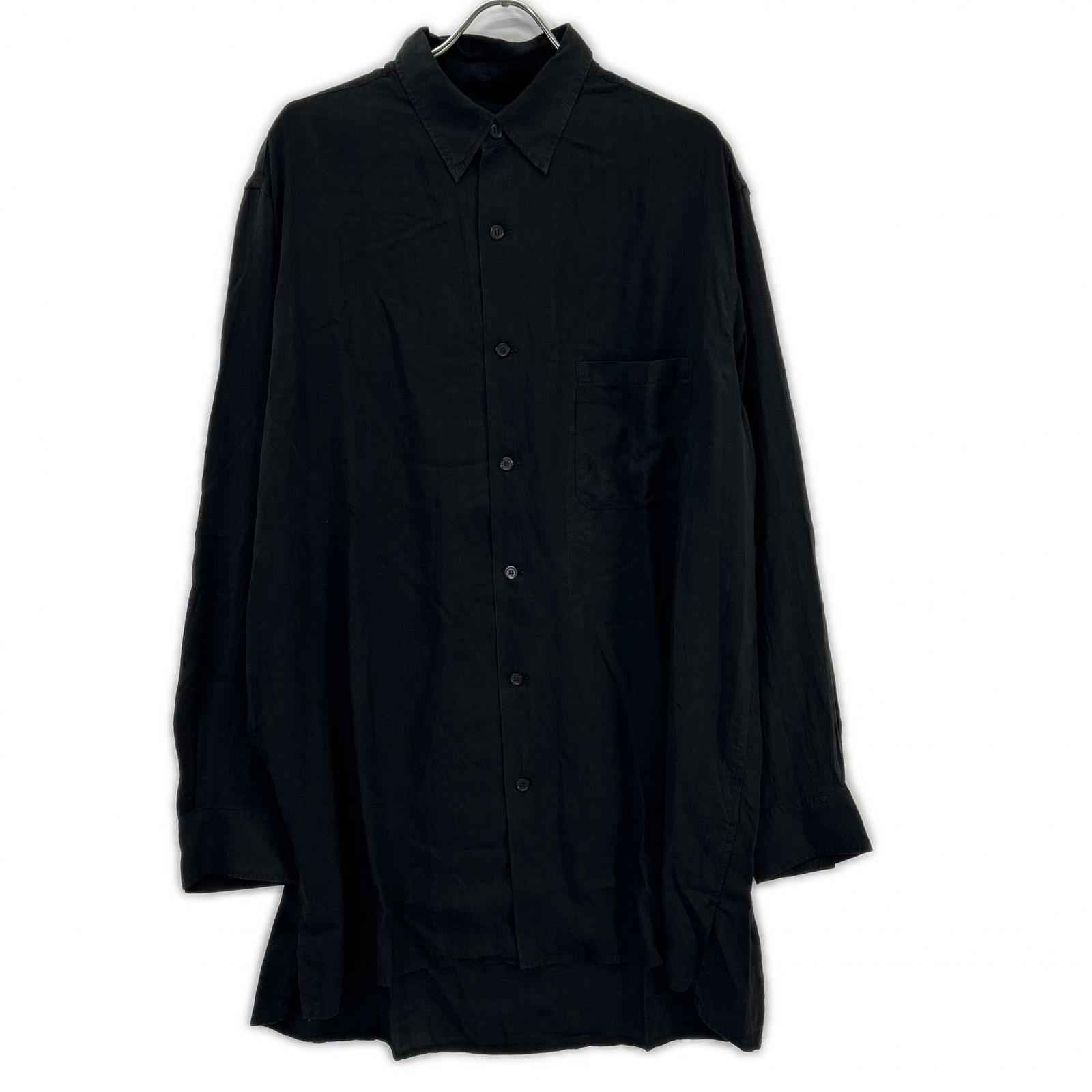 Yohji Yamamoto POUR HOMME 山本耀司男士 HP-B13-200 黑色纤维素府绸标准超大衬衫 上衣