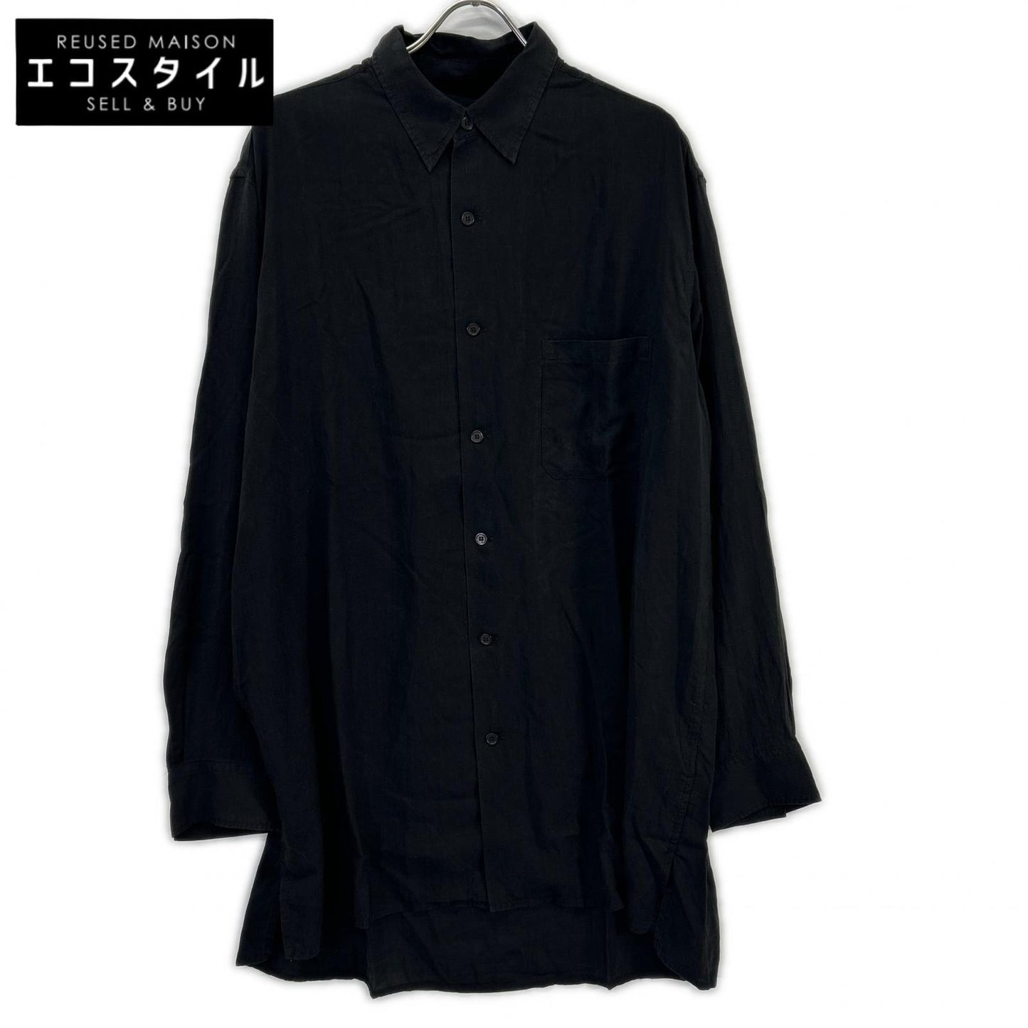 Yohji Yamamoto POUR HOMME 山本耀司男士 HP-B13-200 黑色纤维素府绸标准超大衬衫 上衣
