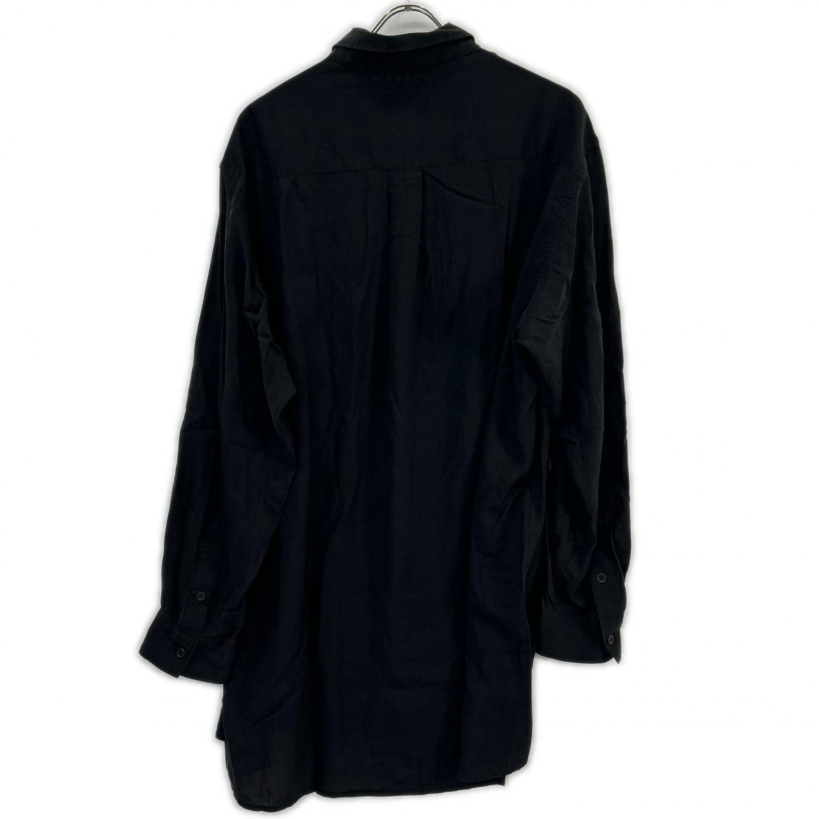 Yohji Yamamoto POUR HOMME 山本耀司男士 HP-B13-200 黑色纤维素府绸标准超大衬衫 上衣