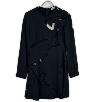 RED VALENTINO 华伦天奴 0000045659 QR3VA09U 黑色蝴蝶结蕾丝连衣裙