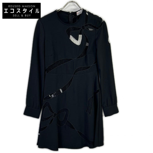 RED VALENTINO 华伦天奴 0000045659 QR3VA09U 黑色蝴蝶结蕾丝连衣裙