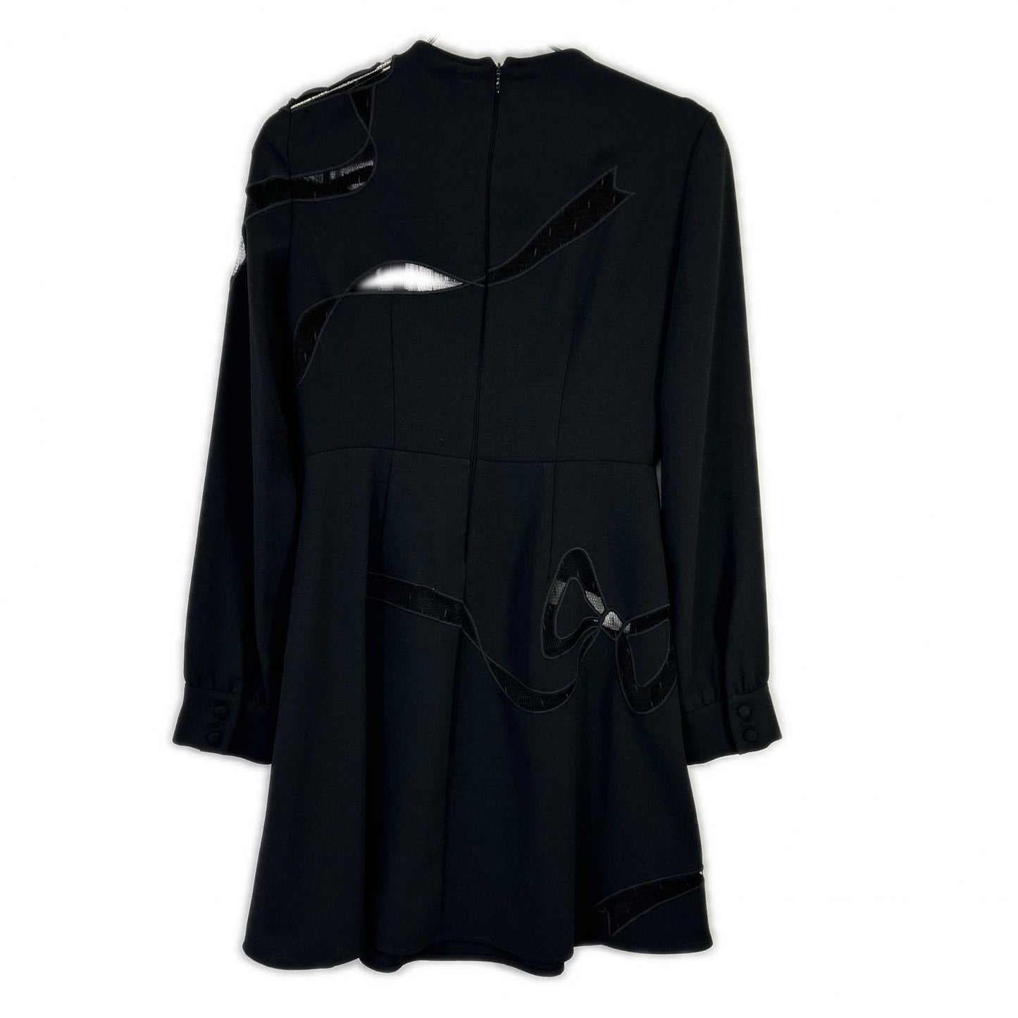 RED VALENTINO 华伦天奴 0000045659 QR3VA09U 黑色蝴蝶结蕾丝连衣裙
