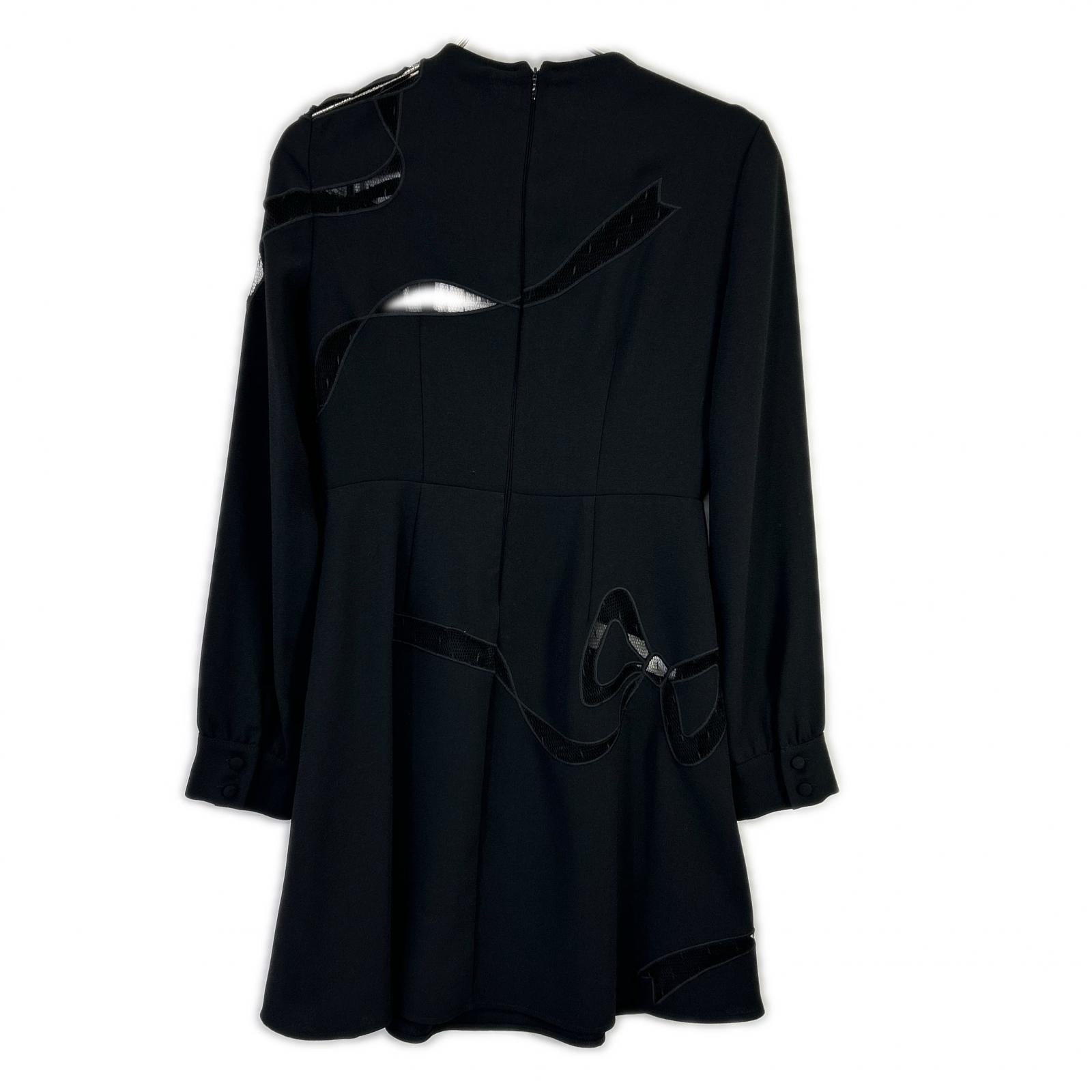 RED VALENTINO 华伦天奴 0000045659 QR3VA09U 黑色蝴蝶结蕾丝连衣裙