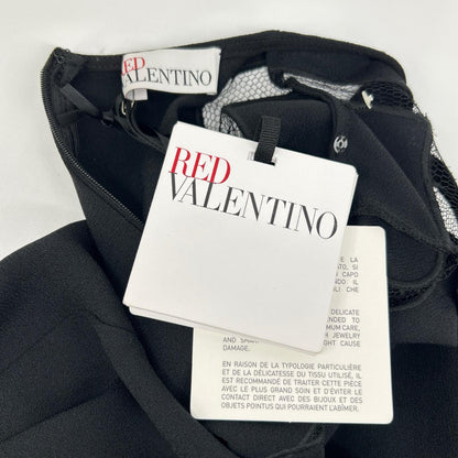 RED VALENTINO 华伦天奴 0000045659 QR3VA09U 黑色蝴蝶结蕾丝连衣裙