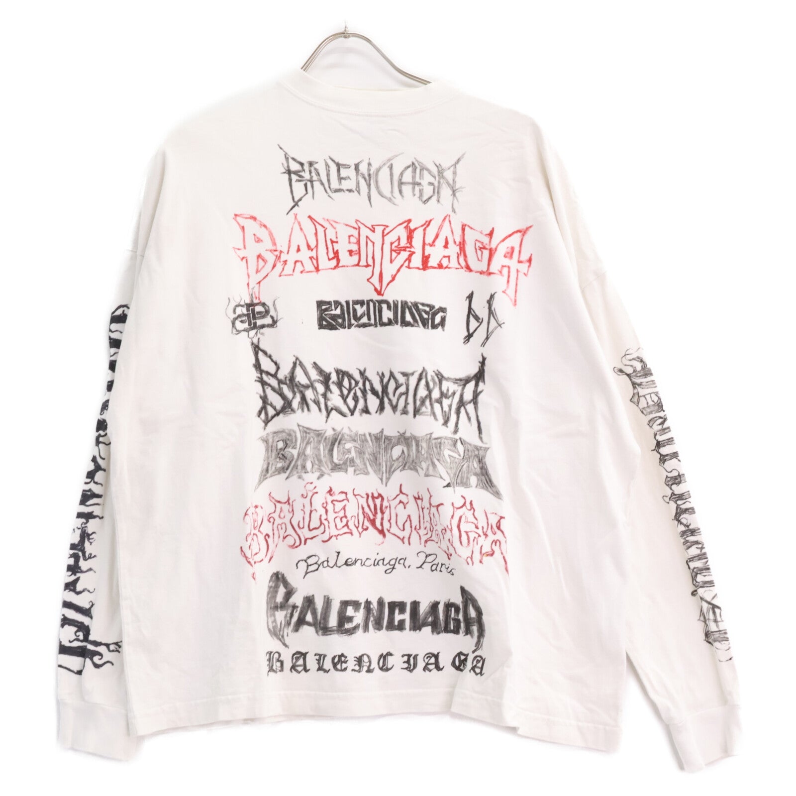 BALENCIAGA バレンシアガ 【国内正規/23年製】ヴィンテージ加工 DIY METAL メタルロゴ 長袖Tシャツ トップス