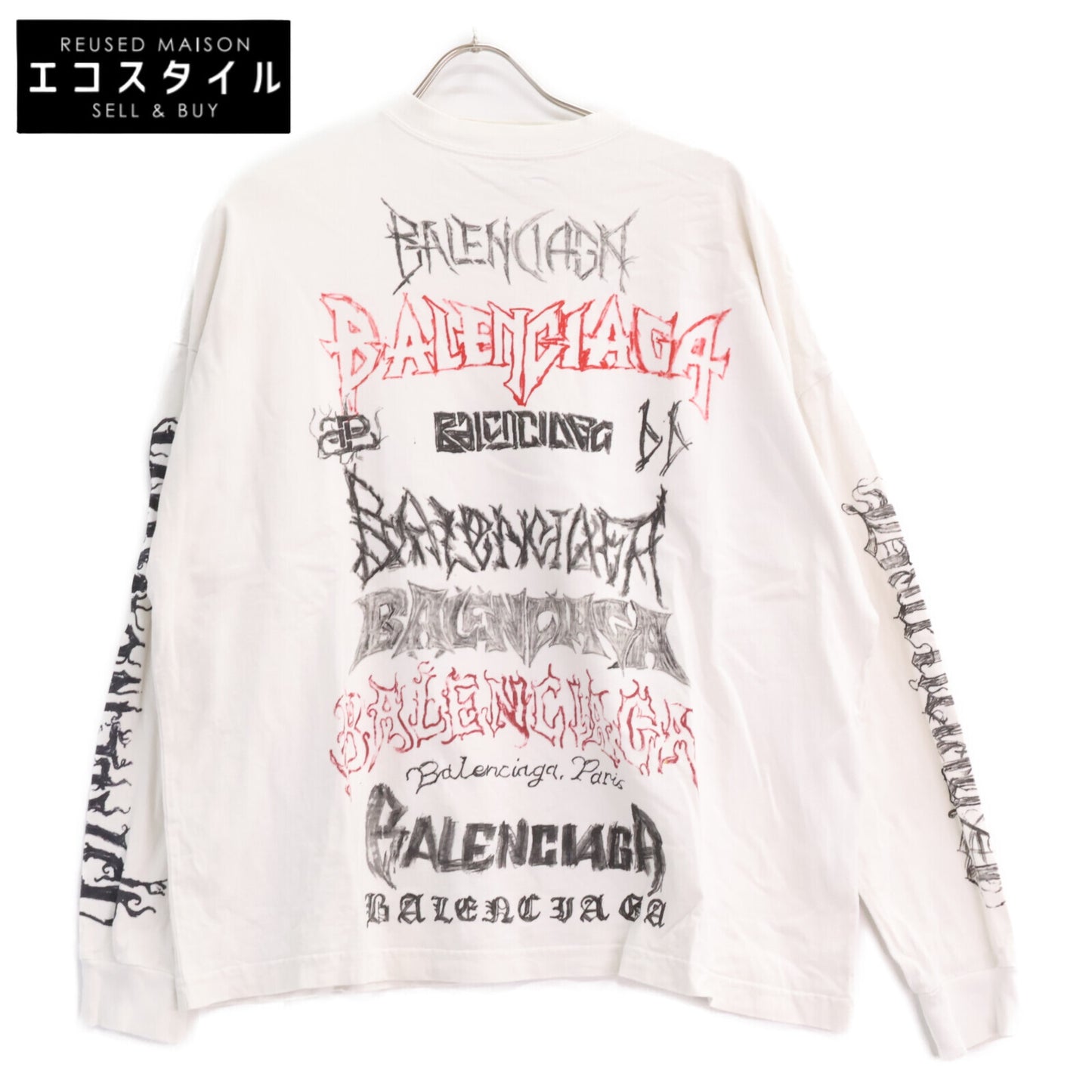 BALENCIAGA バレンシアガ 【国内正規/23年製】ヴィンテージ加工 DIY METAL メタルロゴ 長袖Tシャツ トップス