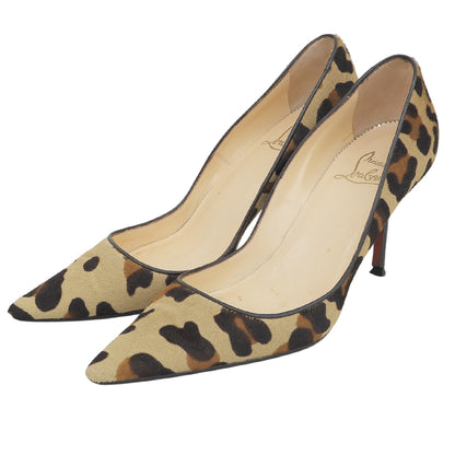 CHRISTIAN LOUBOUTIN Leopard-print pony hair heeled pumps, women's shoes, beige × brown, 37, shoes