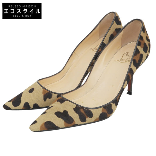CHRISTIAN LOUBOUTIN クリスチャンルブタン レオパード ハラコ ヒール パンプス レディース ベージュ×ブラウン系 37 シューズ