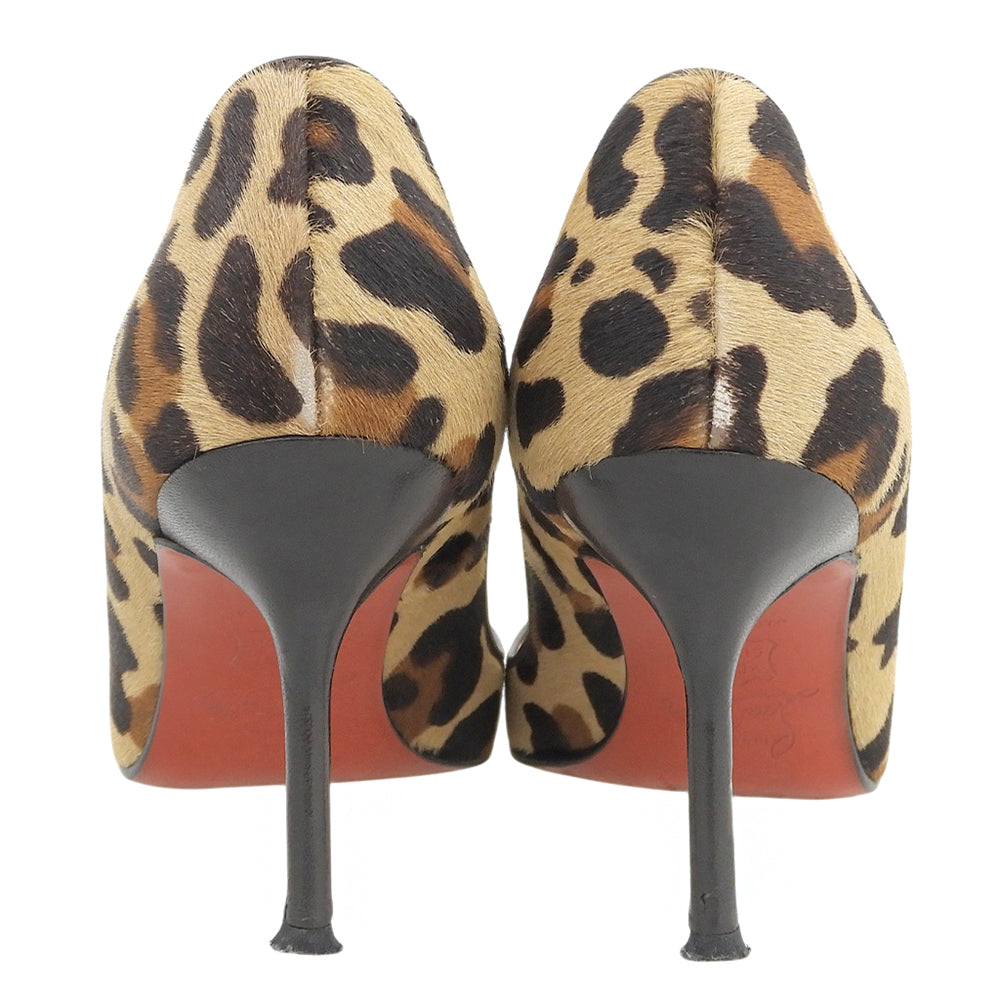 CHRISTIAN LOUBOUTIN Leopard-print pony hair heeled pumps, women's shoes, beige × brown, 37, shoes
