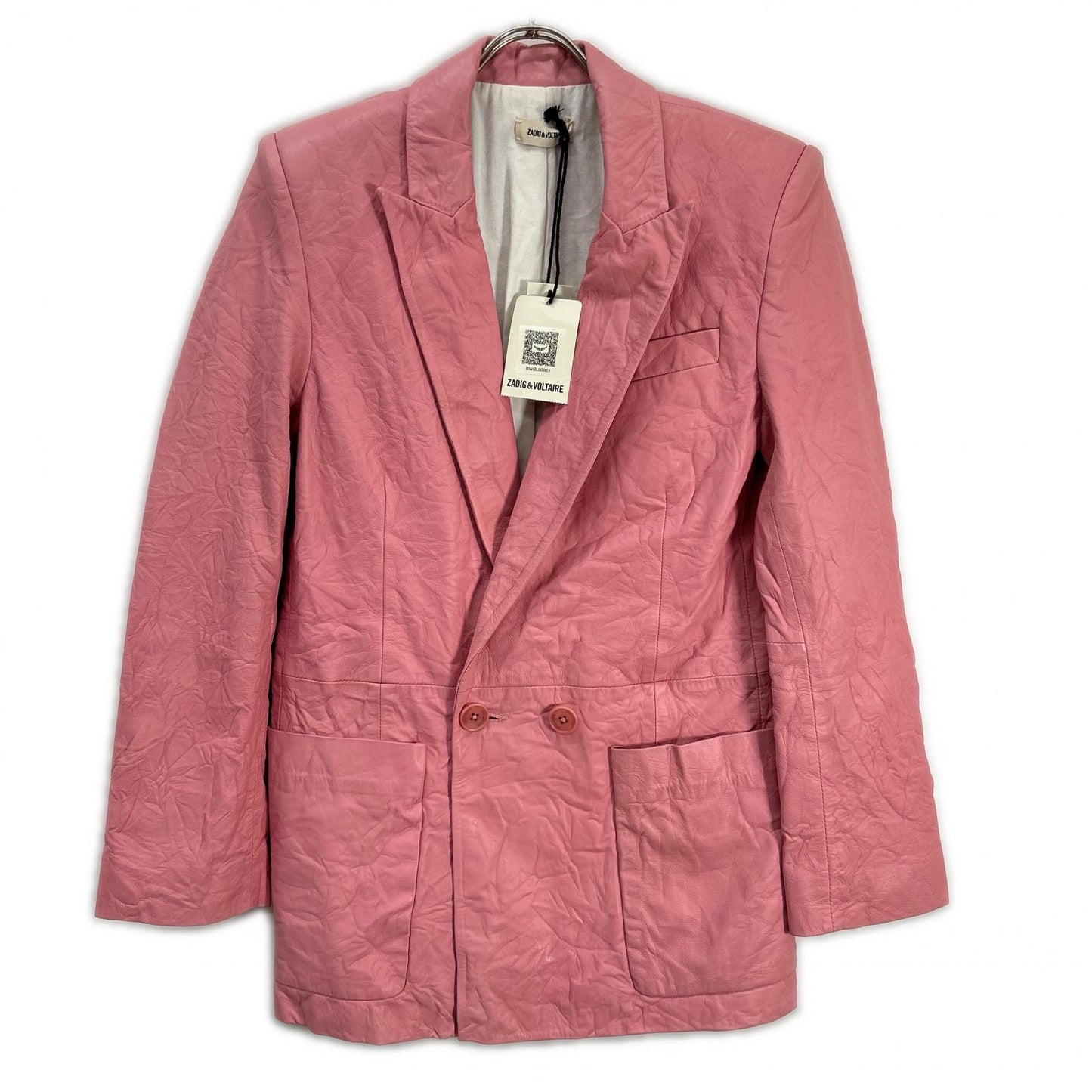 Zadig & Voltaire ザディグエヴォルテール RWBL00003 Pink Notched-Lapel Leather Jacket Jacket